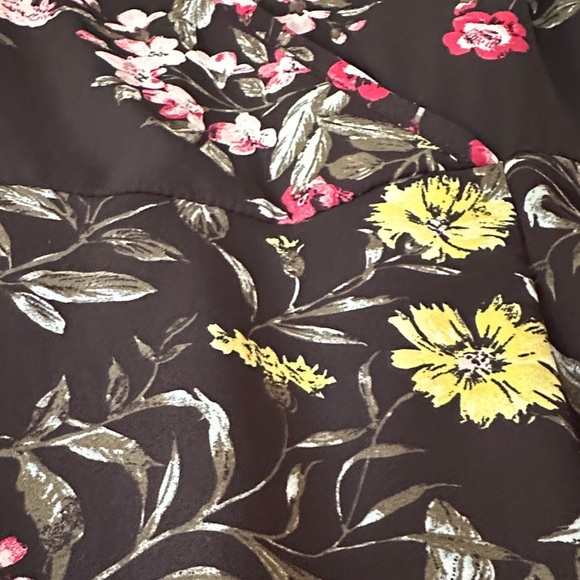 BAND OF GYPSIES | Black Floral Midi Off the Shoulder Faux Wrap Dress - Picture 4 of 14